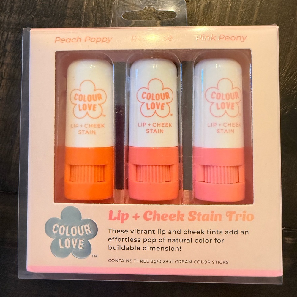 Lip + Cheek Stain Trio - Peach Poppy & Pink Peony
